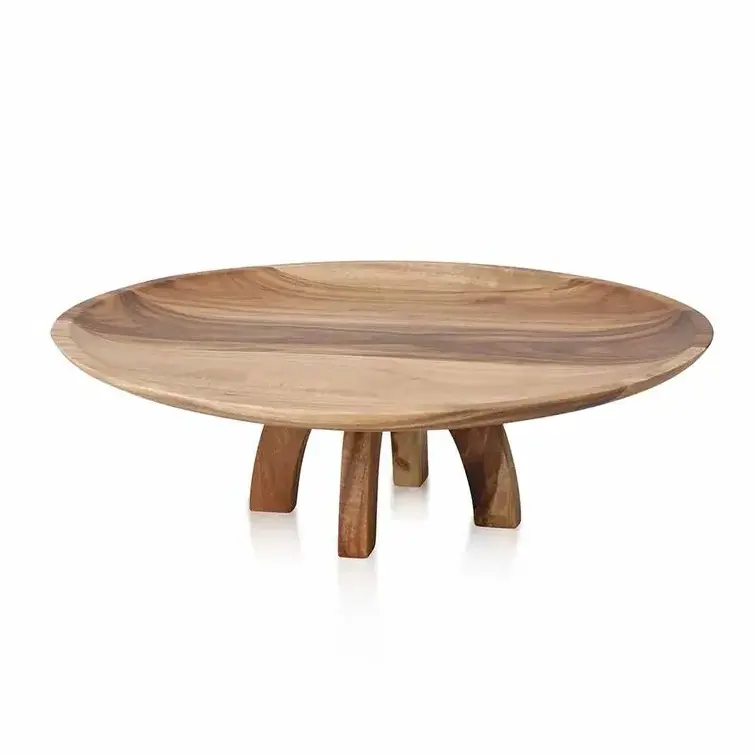 Natural finish customized round wooden small Cake Stand Catering Dessert Cason Metal Cake Stand with natural finish