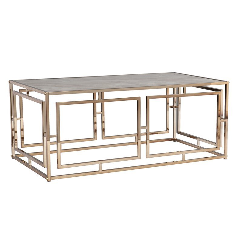 Superb quality Modern Gold Stainless steel Frame living room home furniture luxury rectangular coffee tea table