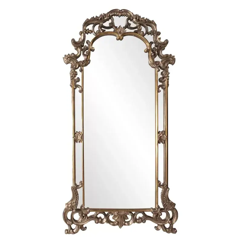 Wonderful Resin Metal Framed Antique Mottled Bronze Finish Rectangular Traditional Wall Mounted Mirror For Bed Living Room Decor