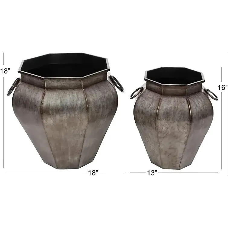 Traditional Simple modern wholesale Made In India cheaper rate S/2 Metal Pot Planter For Outdoor Indoor Garden Plants Decoration