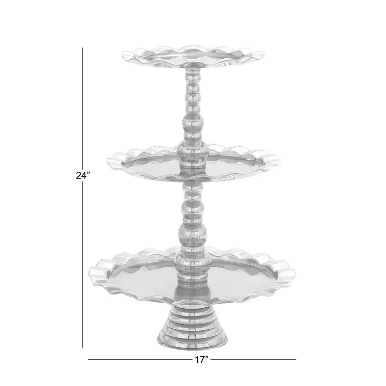 Top Selling Buy From Indian Exporter Decorative Round Shape Zoey Aluminum 3 Tiered Server Cake Stand For Tabletop Serving Decor