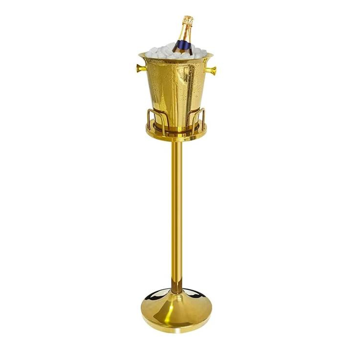 Luxury factory price Tall Standing Gold Ice Bucket with Stand And Carrying Handle for Wine Champagne Beer KTV Clubs Bar Parties