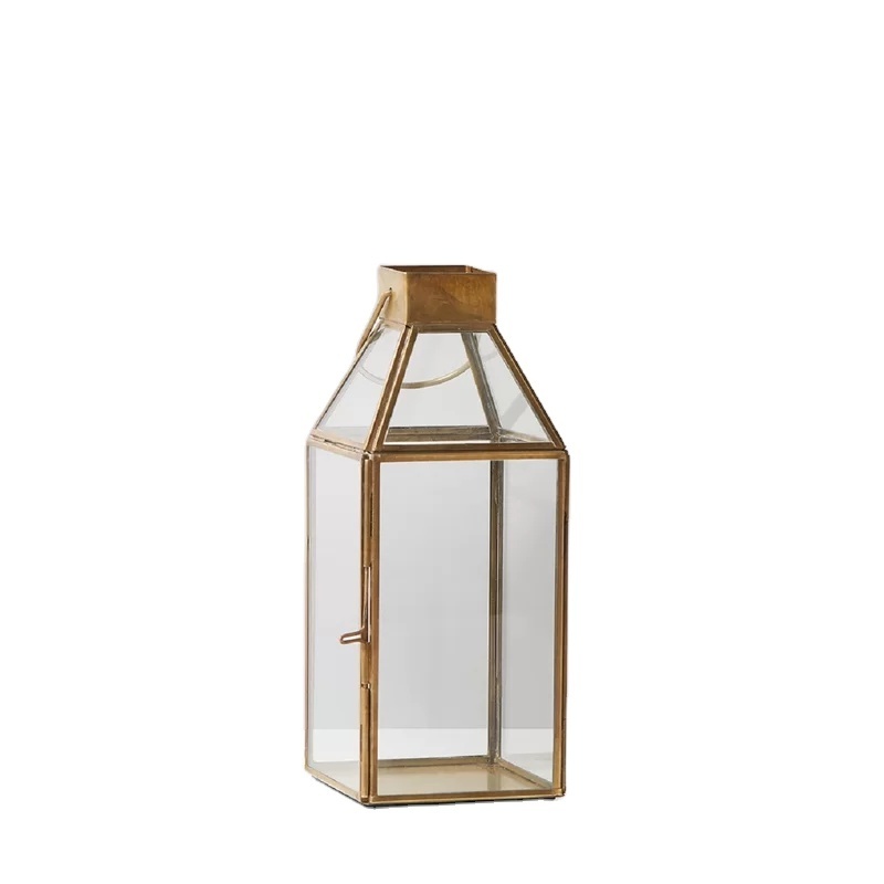 Wonderful wholesale cheap Vintage Mini Candle Square Glass and Metal Lantern For Home Tabletop Outdoor and Wedding Decoration