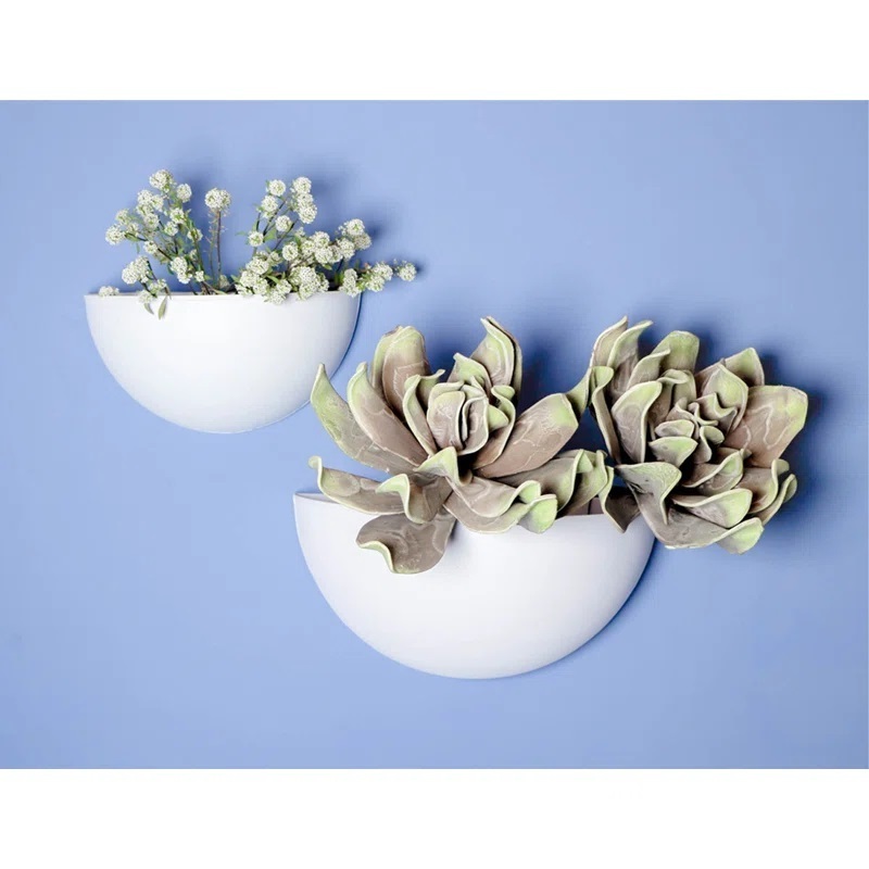 Premium quality wholesale price Modern White Metal Wall Mounted Planters (Set of 2) For Home Hotel Balcony Living Room Decor