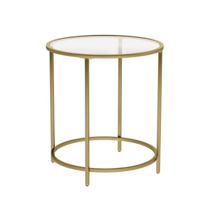 Factory Direct Supply Modern Simple Design Metal & Glass Top round End Table in black, gold and rose gold for home dining room