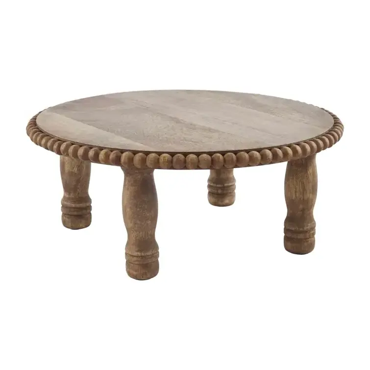 Strong customized round wooden Cake Stand in brown colour with wooden legs for Catering Dessert Cason wooden Cake Stand