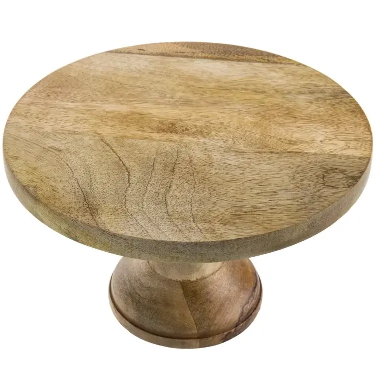 Natural finish customized round wooden small Cake Stand Catering Dessert Cason Metal Cake Stand with natural finish