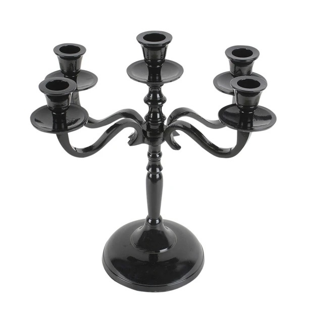 Custom design handcrafted metal black candelabra Nordic style 5*5 Lite head candelabra for home and hottle decor candle holder