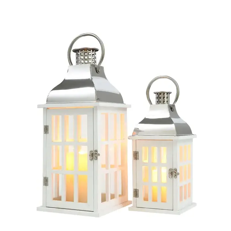 Hot Sale factory direct India customize Iron Ramadan Decorative Light Hanging Candle Lantern Set of 2 for Home Room Decoration