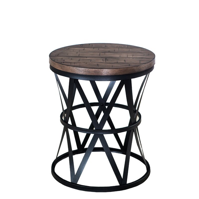 2022 Modern Living Room Industrial black Iron Feet natural wooden top Side / End Table For Living Room Bedroom