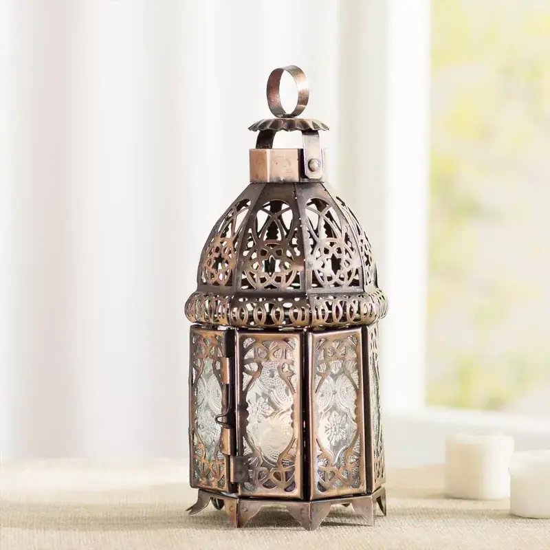 Portable Handheld Oil Lamp Retro Kerosene lamp Camping Light Flame Light Lantern Outdoor Indoor NightlightsMoroccan Iron Lantern