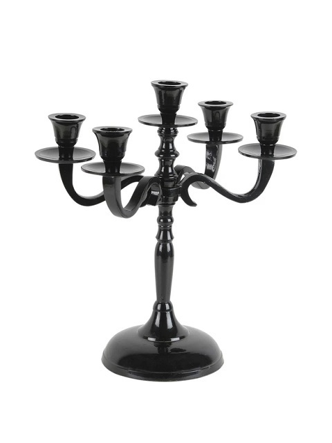 Custom design handcrafted metal black candelabra Nordic style 5*5 Lite head candelabra for home and hottle decor candle holder