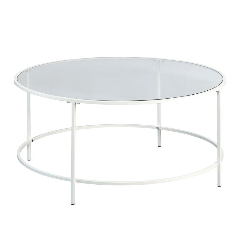 Premium quality iron feet & Round glass Top Coffee Table Function Center Table for living room decoration