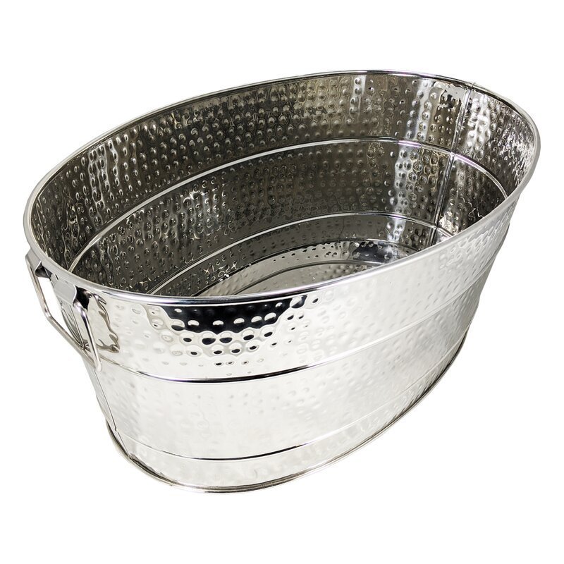 Hot sale Custom Logo Round Galvanized Tin Ice Buckets With Handle For Wine Party