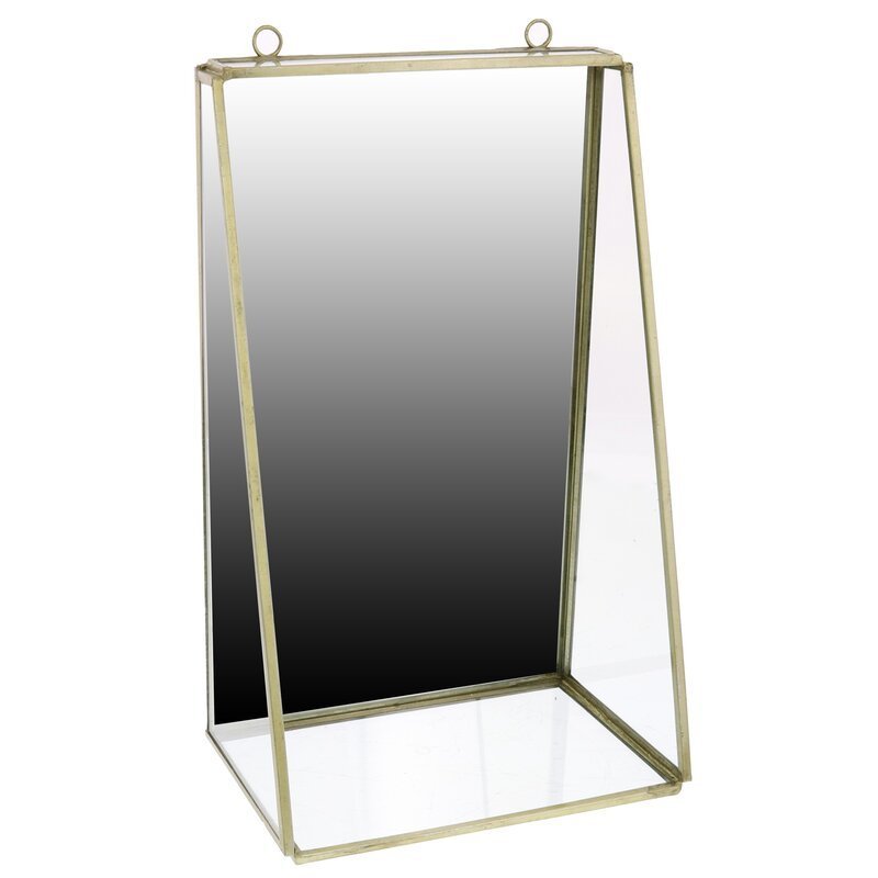 Heavy duty luxury wholesale suppliers from India rectangle Gold Glam Accent Wall Hanging Mirror with Shelves For Living Room Use