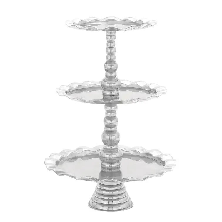 Top Selling Buy From Indian Exporter Decorative Round Shape Zoey Aluminum 3 Tiered Server Cake Stand For Tabletop Serving Decor