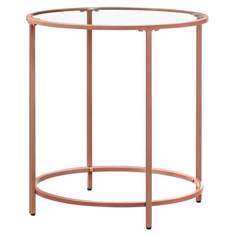 Factory Direct Supply Modern Simple Design Metal & Glass Top round End Table in black, gold and rose gold for home dining room