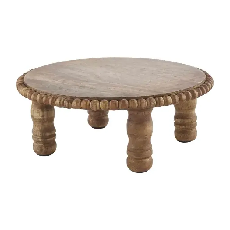 Strong customized round wooden Cake Stand in brown colour with wooden legs for Catering Dessert Cason wooden Cake Stand