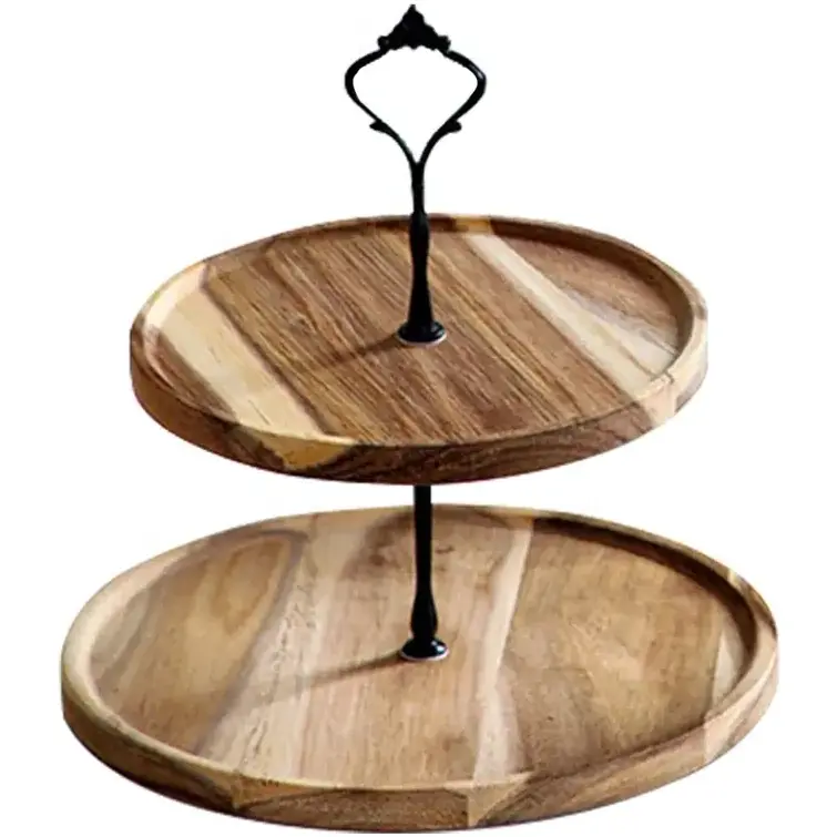 Custom design Cake Standin brown colour levated bases for Catering Dessert Cason wooden Cake Stand with natural finish