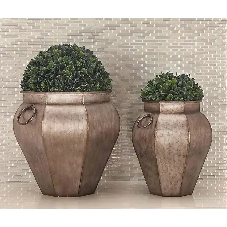 Traditional Simple modern wholesale Made In India cheaper rate S/2 Metal Pot Planter For Outdoor Indoor Garden Plants Decoration