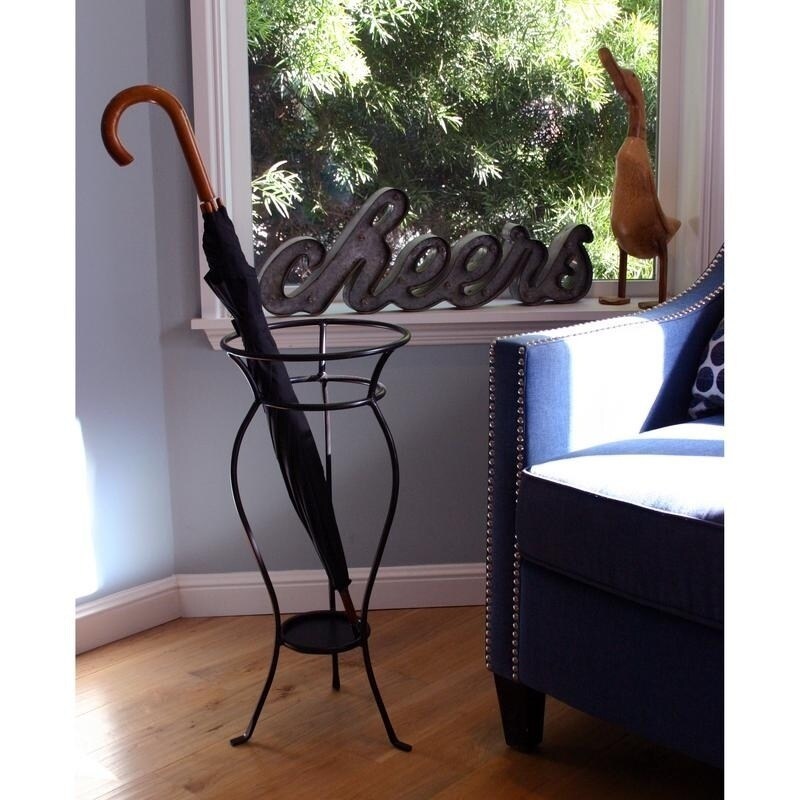 Latest design umbrella stand metal iron black wholesaler price for indoor home decoration umbrella storage stand