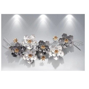 New Design White & Grey Wall Art Lotus Metal Wall Decor Home Art Decoration For Dining Room