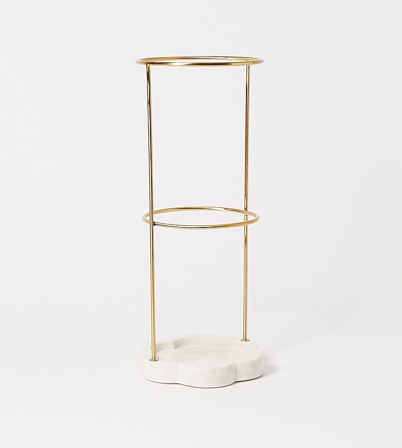 Unique design gold and white metal and marble industrial umbrella stand good quality home indoor umbrella storage rack