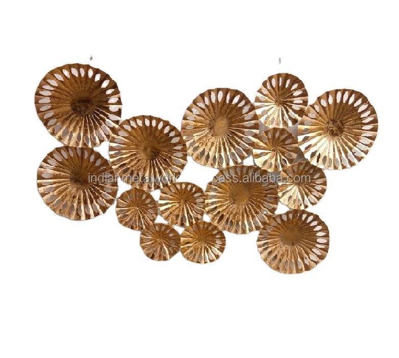 Luxury gold leaf metal wall art Word metal frame 2 pieces leaves decoration home hotel metal wall decor