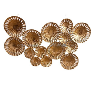 Luxury gold leaf metal wall art Word metal frame 2 pieces leaves decoration home hotel metal wall decor