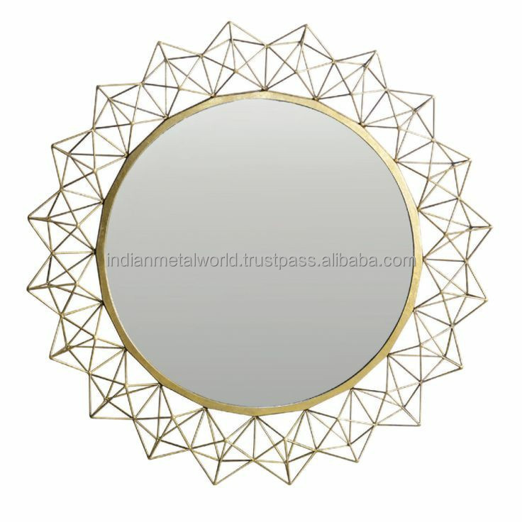 Brighton wrought iron golden metal wall mirror panel premium quality metal wall mirror at competitive price