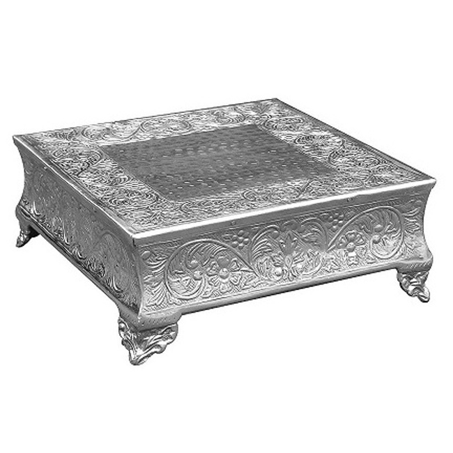 Silver Square shape cake stand manufacturers of wedding cake stands cheap and best cake servers