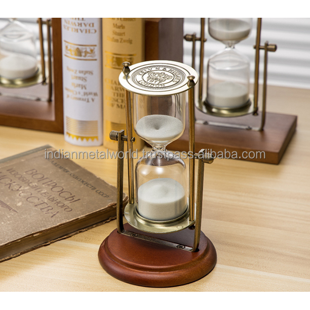 Antique Brass Decorative Metal Sand Timer hourglass 60 minutes Sand Clock Office Business Gift  Golden rotating Hour Glass