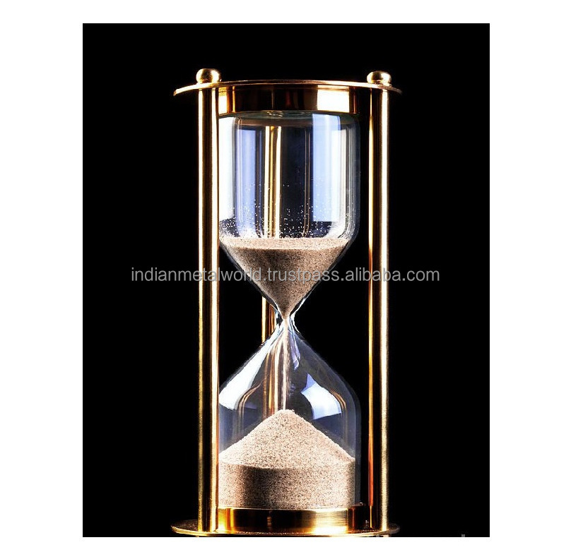 Antique Brass Decorative Metal Sand Timer hourglass 60 minutes Sand Clock Office Business Gift  Golden rotating Hour Glass