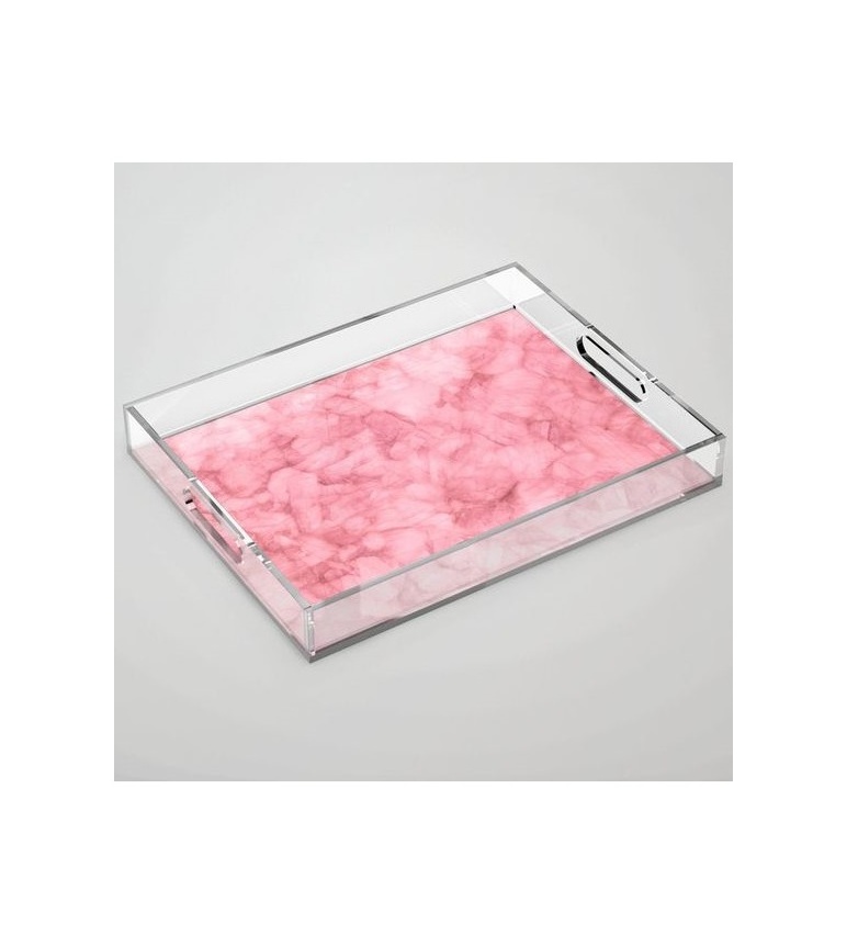 Standard design Pink and white marble acrylic tray high quality acrylic tray for home decor acrylic food serving tray