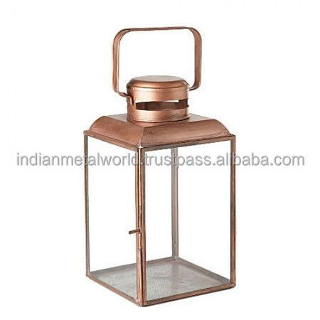 rose gold Square Vintage Gold Metal Glass Wholesale Moroccan Lantern hot sale 2021