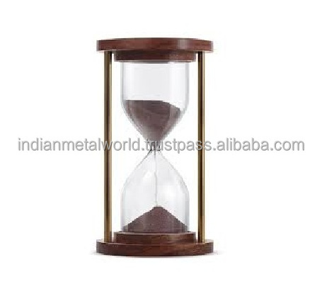 Personalized Handmade Home decor half hour 1 hour office coffee crystal glass hourglass sand timer with wooden stand