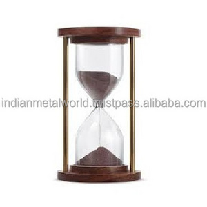 Personalized Handmade Home decor half hour 1 hour office coffee crystal glass hourglass sand timer with wooden stand