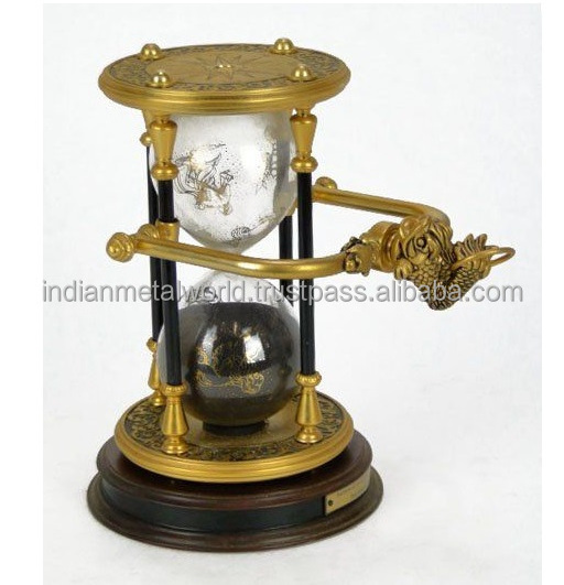 Antique Brass Decorative Metal Sand Timer hourglass 60 minutes Sand Clock Office Business Gift  Golden rotating Hour Glass