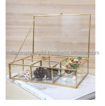 Small glass and metal jewelry new arrival small glass jewellery box with rose gold edges wholesale suppliers