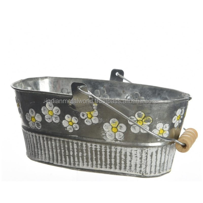 Huge flower bucket for indoor outdoor decor manufacturers of modern garden planters in galvanized metal at best price