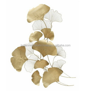 THE GOLDEN TROPICAL PALM OF LEAVES METAL WALL ART PANEL