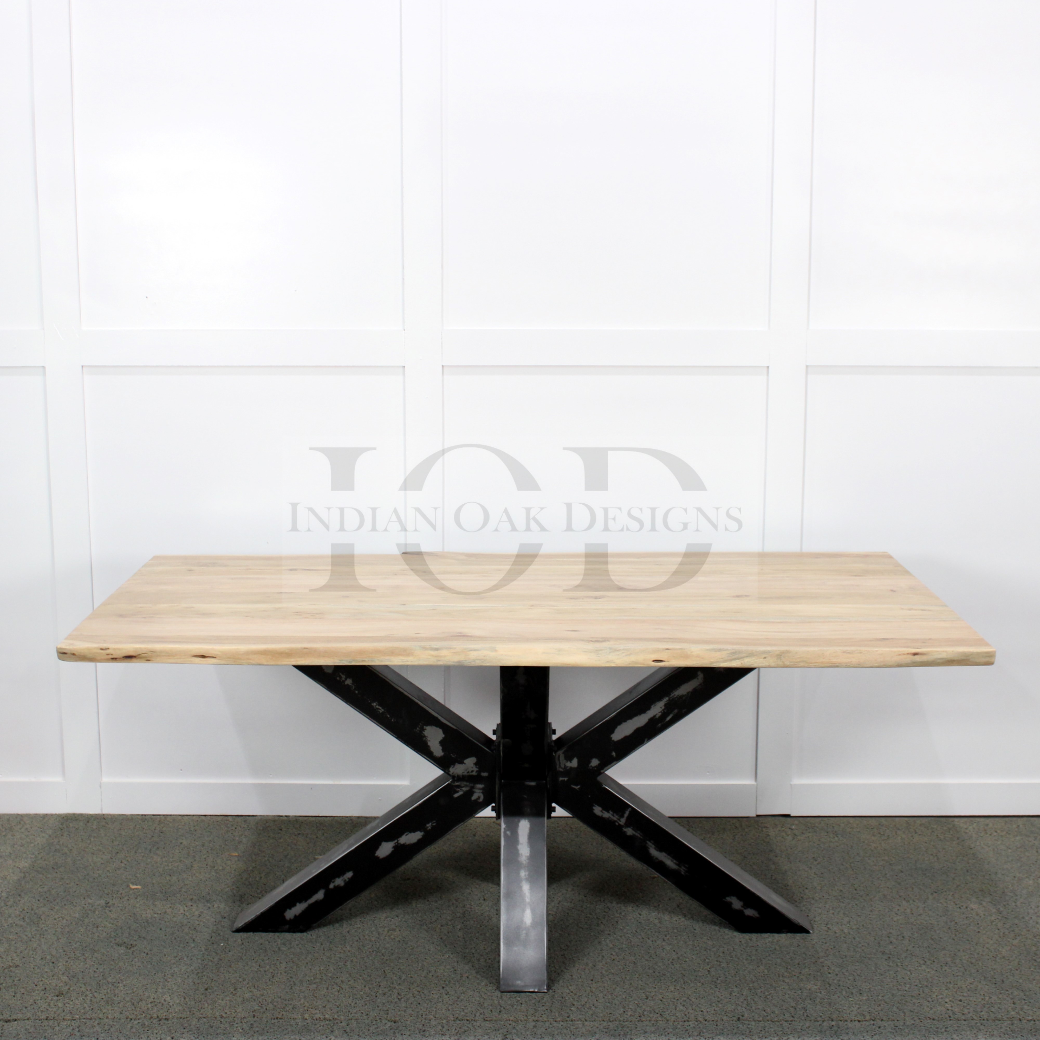 Solid Acacia Live Edge Industrial Dining Table with Iron Spider Legs Factory Wholesale Industrial Furniture