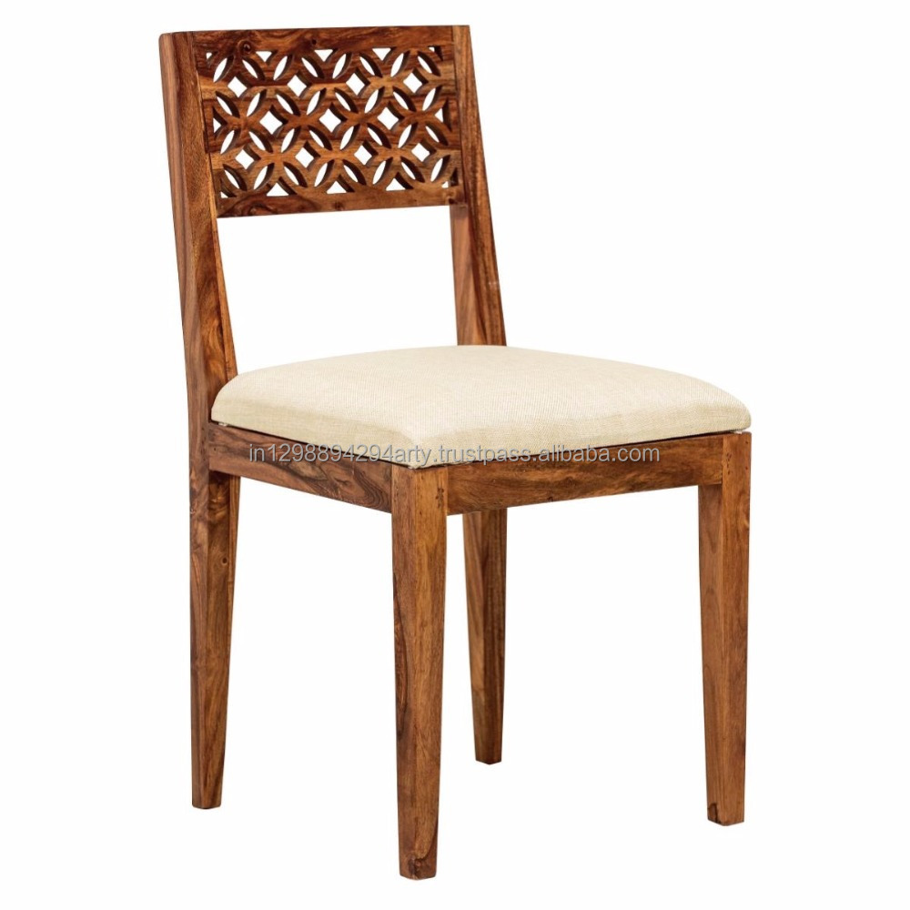 Restaurant furniture cafe chair Solid Sheesham Wood Contemporary Style Carved Back Dining Chair