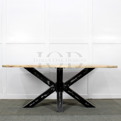 Solid Acacia Live Edge Industrial Dining Table with Iron Spider Legs Factory Wholesale Industrial Furniture