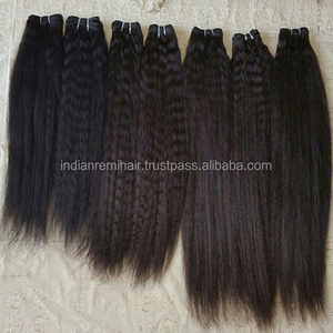 Kinky Straight Human Hair Bundle Raw Remy Indian Unprocessed Virgin Hairs Straight Black And Silky