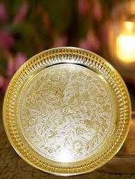 Dinner Plate Set Brass Plate Set Round Ceramic for Restaurant 8 Inch Quantity