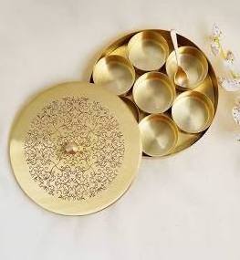 Brass Gold Brass Hammered Chocolate Bowl gold plated & silver bowl