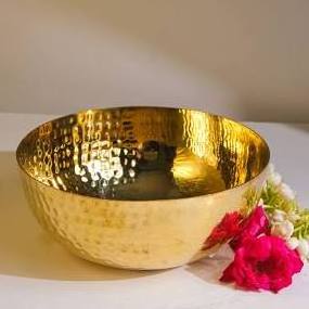 Brass Gold Brass Hammered Chocolate Bowl gold plated & silver bowl