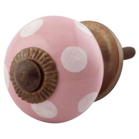 Bulk High Quality Pink Drawer Knobs Ceramic Dresser Cabinet Pulls Polka Dot Kitchen Cupboard Door Handles DCK-146