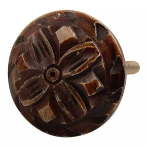 Wholesale Bone Wardrobe Knobs Brown Kitchen Cabinet Pulls Flower Cute Bathroom Drawer Knobs  HBK-249